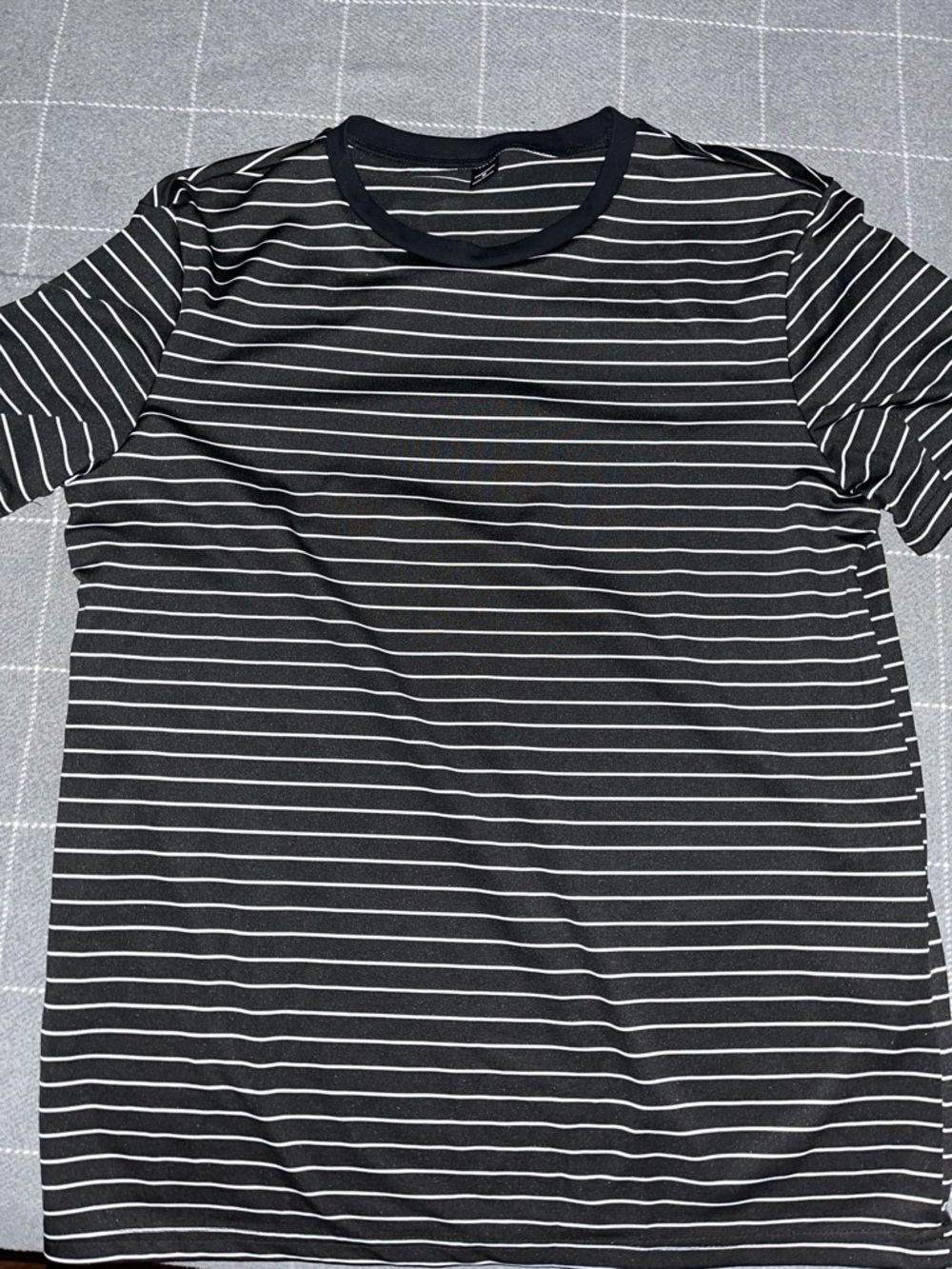 Manfinity Black/White Striped Short Sleeve Crew Neck Tee -